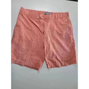 Peter Millar Gingham Shorts Mens 36 Coral Checker Crown Sport Flat Front Golf